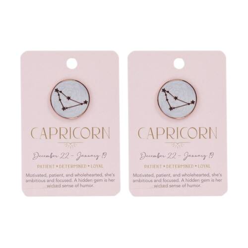 2PK Splosh Zodiac Sign Ceramic Keepsake Pin Rose Gold Enamel Capricorn 3x1x2.5cm