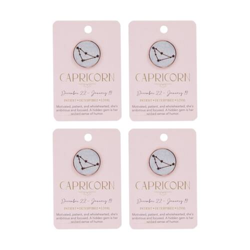 4PK Splosh Zodiac Sign Ceramic Keepsake Pin Rose Gold Enamel Capricorn 3x1x2.5cm