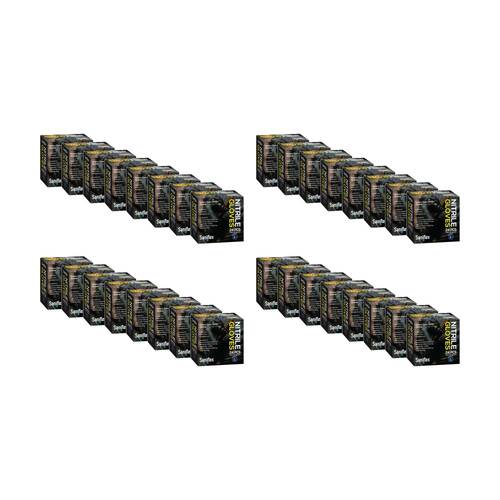 32x 24pc Saniflex Single Use Disposible Heavy Duty Nitrile Gloves L Black