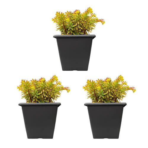 3PK Northcote Pottery Weather Resistant & Light Simon Pot Anthracite Square 35cm