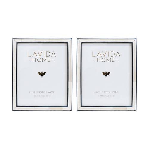 2PK LVD Bone/Resin Marina Luxe 8x10 Photo Frame Home Decor 27.94x22.86x1.27