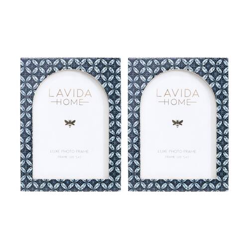 2PK LVD 5x7 In Audrey Resin Picture/Photo Frame Navy 20.32x15.24x1.27cm