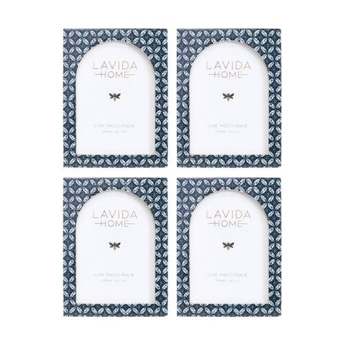 4PK LVD 5x7 In Audrey Resin Picture/Photo Frame Navy 20.32x15.24x1.27cm