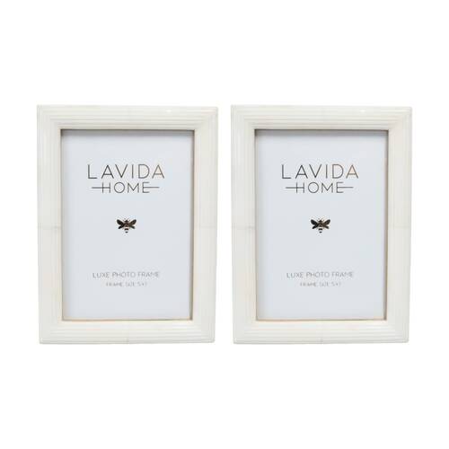 2PK LVD 5x7 Inch Paloma Bone Picture/Photo Frame Ivory 20.32x15.24x1.27cm
