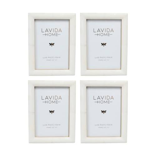 4PK LVD 5x7 Inch Paloma Bone Picture/Photo Frame Ivory 20.32x15.24x1.27cm