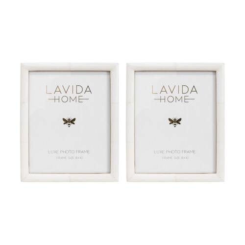 2PK LVD 8x10 Inch Paloma Bone Picture/Photo Frame Ivory 27.94x22.86x1.27cm