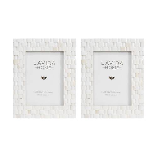 2PK LVD 5x7 Inch Ophelia Bone Picture/Photo Frame Off-White 24.13x19.05x1.27cm