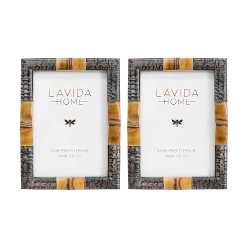 2PK LVD 5x7inch Giselle Horn/Bamboo Picture/Photo Frame Decor 20.32x15.24