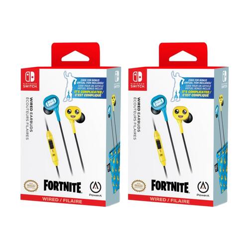 2x PowerA Nintendo Switch Wired Earbuds Peely Banana W/ In-Ear Mic Ergonomic