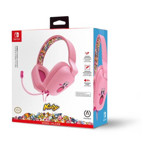 PowerA Nintendo Switch Wired Headset Kirby Mouth Adjustable Mic 3.5mm Jack