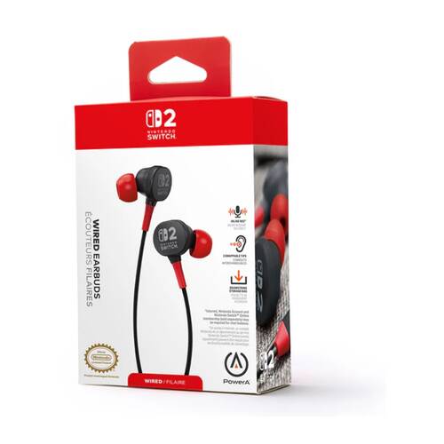 PowerA Nintendo Switch 2 Wired Earbuds W/ Mic Drawstring Bag 3.5mm Jack
