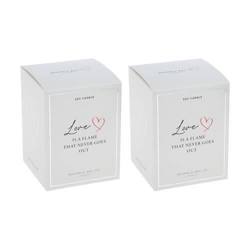 2PK Bramble Bay Love Is A Flame Peach & Lychee Soy Candle Home Fragrance 300g