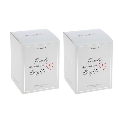 2PK Bramble Bay Friends Brighter Black Raspberry & Vanilla Glass Soy Candle 300g