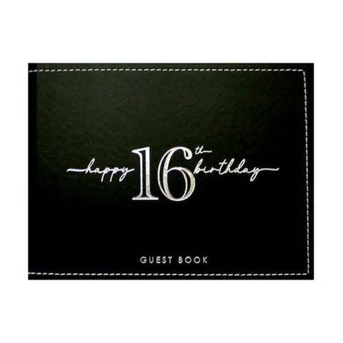 Landmark Concepts Guest Book Happy 16th Birthday Plain Pages 27x19cm