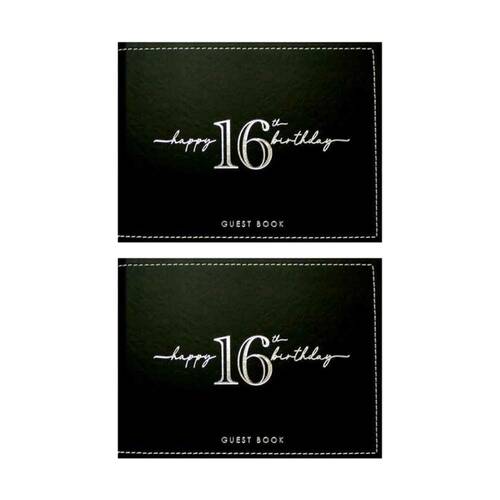 2PK Landmark Concepts Guest Book Happy 16th Birthday Plain Pages 27x19cm