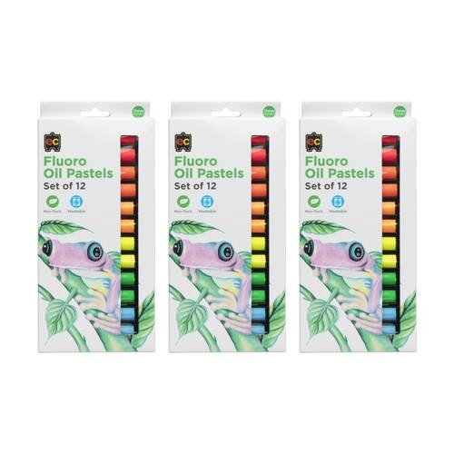 3x 12pc Educational Colours Jumbo Oil Pastels Flueroscent Paint Set Student