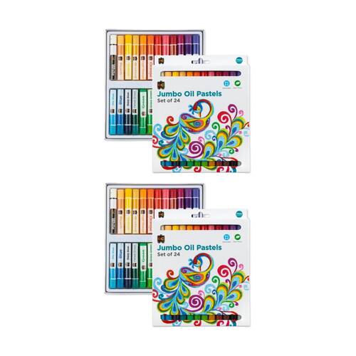 2x 24pc Educational Colours Jumbo Oil Pastels Paint Set for Junior Student