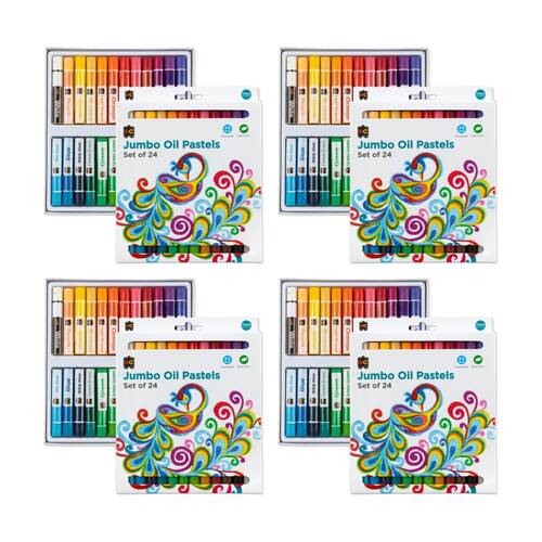 4x 24pc Educational Colours Jumbo Oil Pastels Paint Set for Junior Student