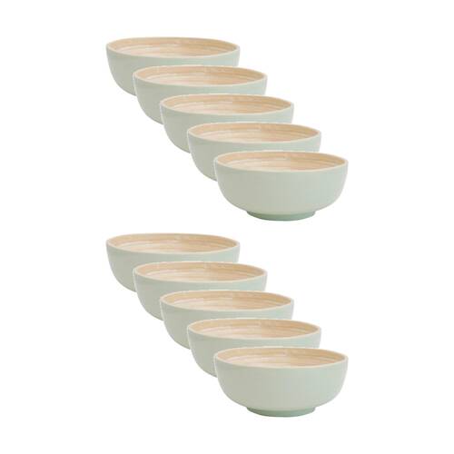 10PK LVD Small Sage Round Bamboo Bowl Decorative/Serving 15cm diameter