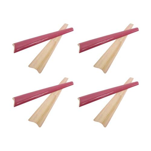4x 2pc LVD Modern Lightweight Berry Accent Handle Bamboo Salad Server Set 30cm