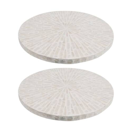 2PK LVD Bamboo Shell Round Serving Lazy Susan Home Kitchen Decor 30x30x14cm