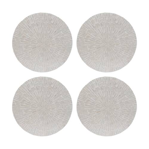 4PK LVD Shell Bursts & Bamboo Home Decorative Mat Coastal Decor 35x35cm
