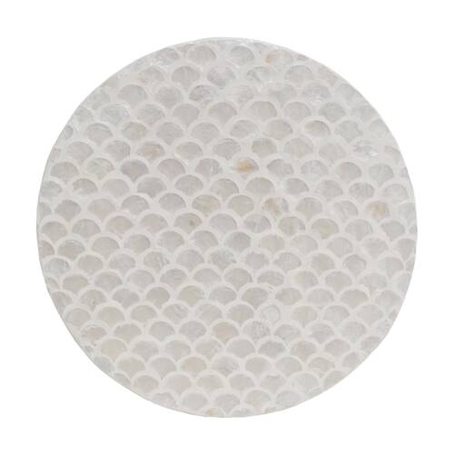 LVD Curved Shell & Bamboo Home Decorative Mat Coastal Decor 35x35cm