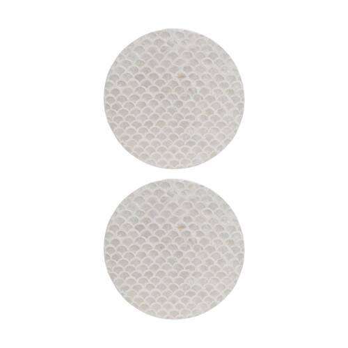 2PK LVD Curved Shell & Bamboo Home Decorative Mat Coastal Decor 35x35cm