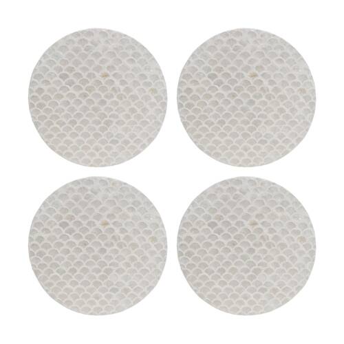 4PK LVD Curved Shell & Bamboo Home Decorative Mat Coastal Decor 35x35cm