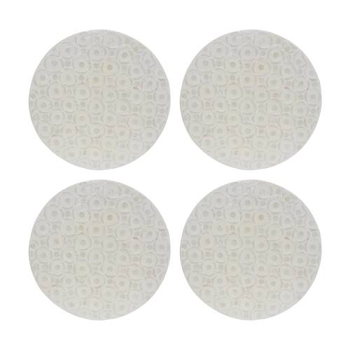 4PK LVD Circle Shell & Bamboo Home Decorative Mat Coastal Decor 35x35cm