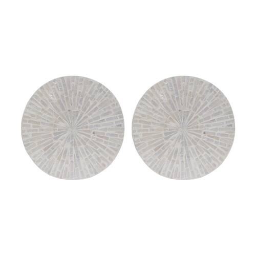 2PK LVD Burst Shell & Bamboo Home Decorative Mat Coastal Decor 25x25cm