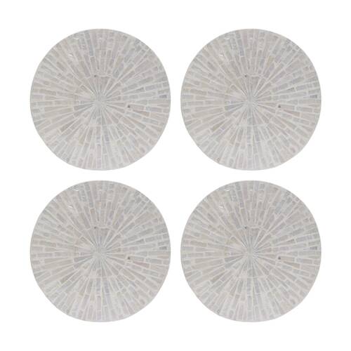 4PK LVD Burst Shell & Bamboo Home Decorative Mat Coastal Decor 25x25cm