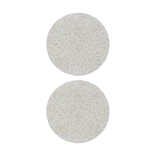 2PK LVD Flower Shell & Bamboo Home Decorative Mat Coastal Decor 25x25cm