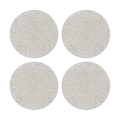 4PK LVD Flower Shell & Bamboo Home Decorative Mat Coastal Decor 25x25cm