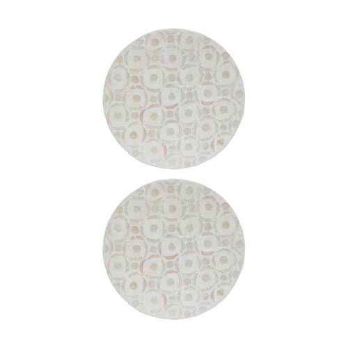 2PK LVD Circle Shell & Bamboo Home Decorative Mat Coastal Decor 25x25cm