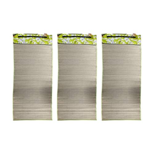 3PK Braz Outdoor Straw Beach Mat W/ Carry Strap & Zipper Pocket 170x60cm