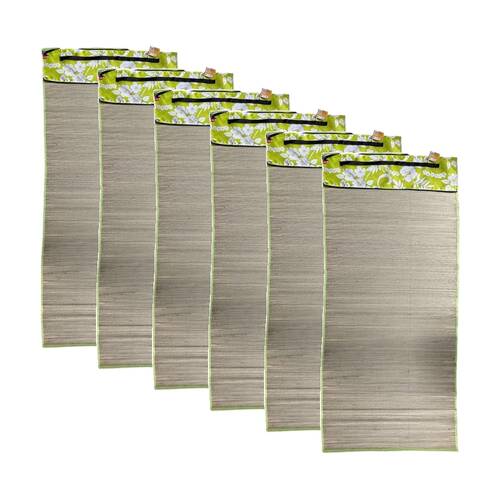 6PK Braz Outdoor Straw Beach Mat W/ Carry Strap & Zipper Pocket 170x60cm