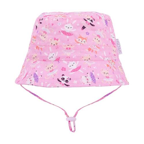 Splosh Out & About Kids Cotton Bucket Hat Chin Strap Ballet Pink