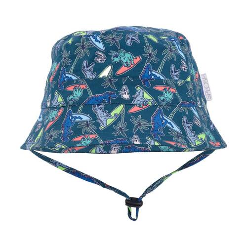 Splosh Out & About Kids Cotton Bucket Hat Chin Strap Blue Dino