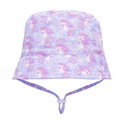 Splosh Out & About Kids Cotton Bucket Hat Chin Strap Purple Mermicorn