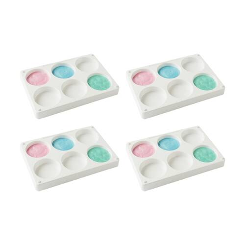 4PK Educational Colours Stackable Palette 6 Well 222mm x 12mm Kids Art/Craft