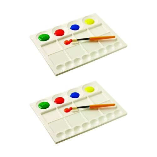 2PK Educational Colours 20 Well Palette Painting Tray White Kids Art/Craft