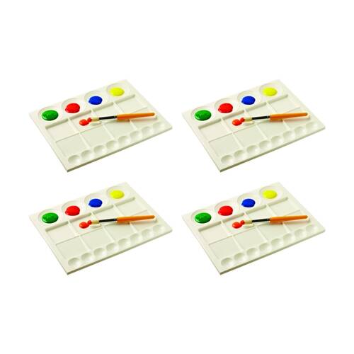 4PK Educational Colours 20 Well Palette Painting Tray White Kids Art/Craft