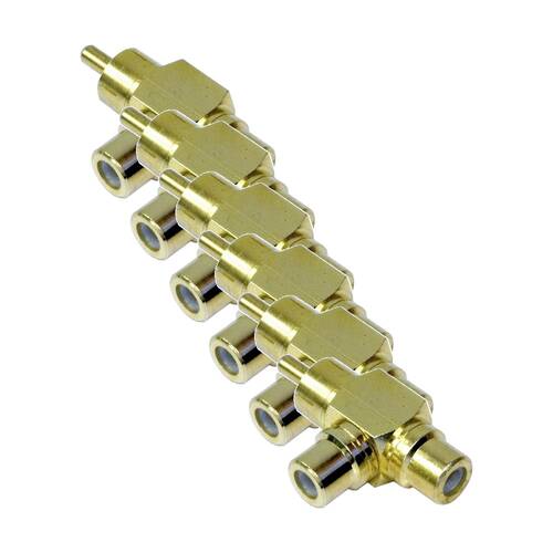 6PK Rca Plug To 2X Sockets Gold Plated Double Adaptor Audio Video Adapter