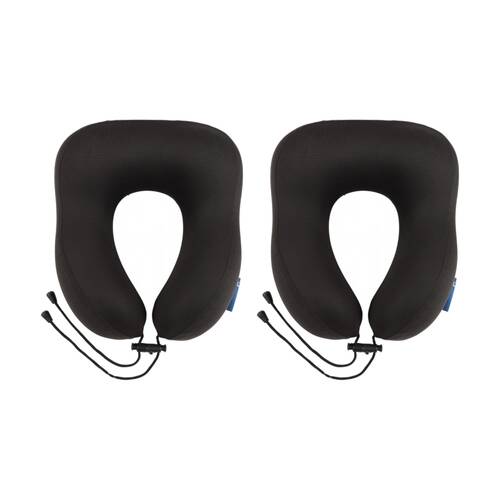 2PK Paklite Neck Pillow Travel Comfort Lightweight Support Blck 26x28x13cm