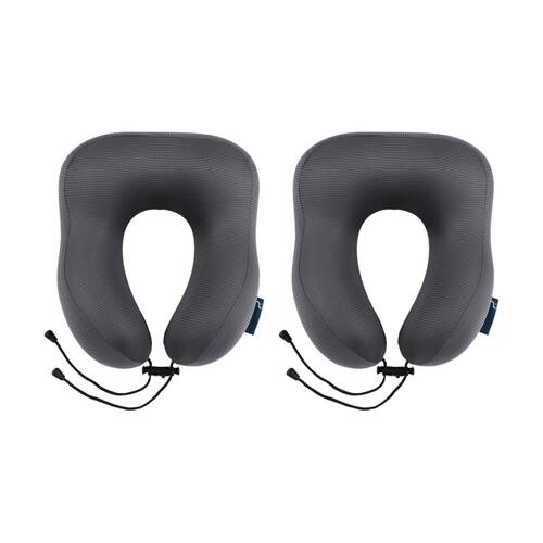 2PK Paklite Neck Pillow Travel Comfort Lightweight Charcoal 26x28x13cm