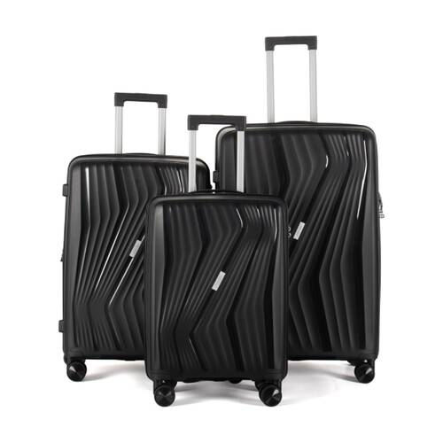 3pc  Paklite Cruise Luggage Set TSA Lock Expandable Travel Black