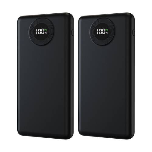 2PK Laser 10000mAh Power Bank Charger With LED Battery Level Display Blk
