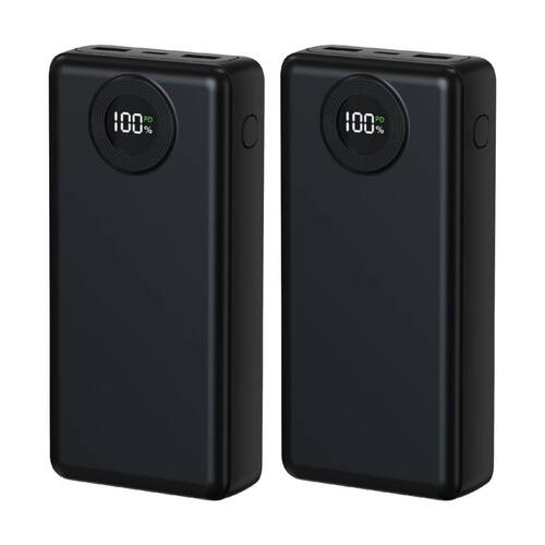 2PK Laser 20000mAh Power Bank Charger With LED Battery Level Display Blk