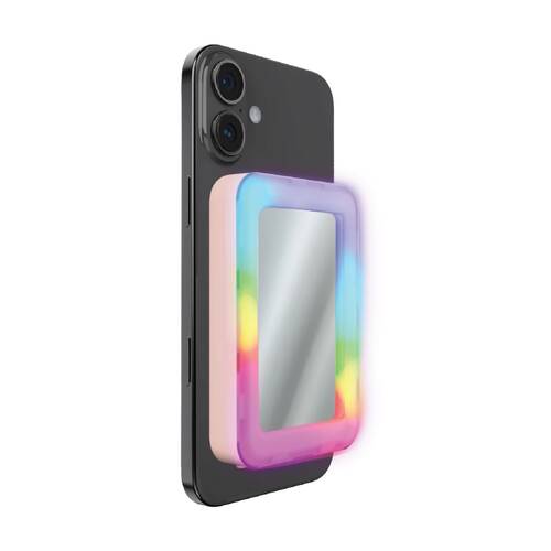 Laser 5000mAh Magnetic Wireless Power Bank W/ Mirror & RGB Selfie Light Rainbow